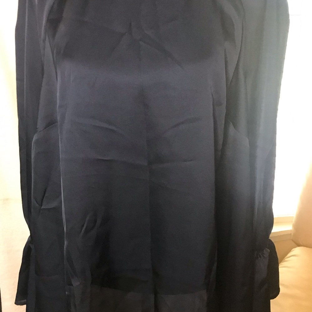 Jessica London l/s satin finish blouse w ruffle cuff.